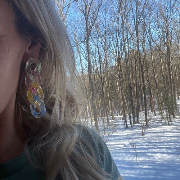 SALE! ⭐️ 2 for $20 Large acrylic graffiti dangle earrings! Chunky drop earrings! - Picture 6 of 6